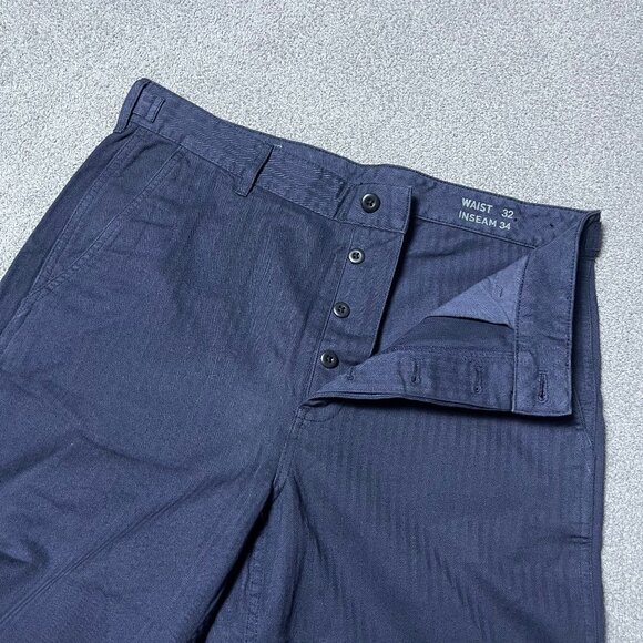 Wallace & Barnes Herringbone Navy Worker Pant Military Twill Men's 32x32 - Picture 1 of 11